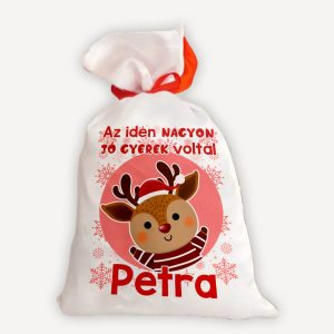 Névre szóló Mikulás zsák rénszarvassal – Az idén nagyon jó gyerek voltál!
