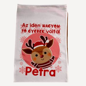 Névre szóló Mikulás zsák rénszarvassal – Az idén nagyon jó gyerek voltál!