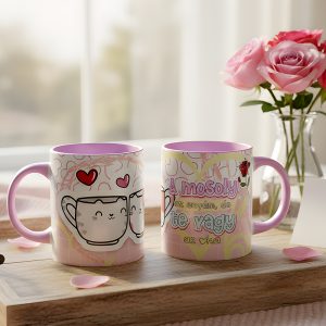 Valentin napi ajándék bögre – A mosoly az enyém, de Te vagy az oka – rózsaszín