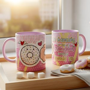 Valentin napi ajándék bögre – Az édesség volt a gyengém, aztán jöttél te- rózsaszín