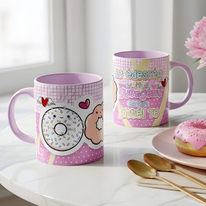 Valentin napi ajándék bögre – Az édesség volt a gyengém, aztán jöttél te- rózsaszín